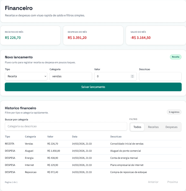 Preview do sistema Gestora ERP